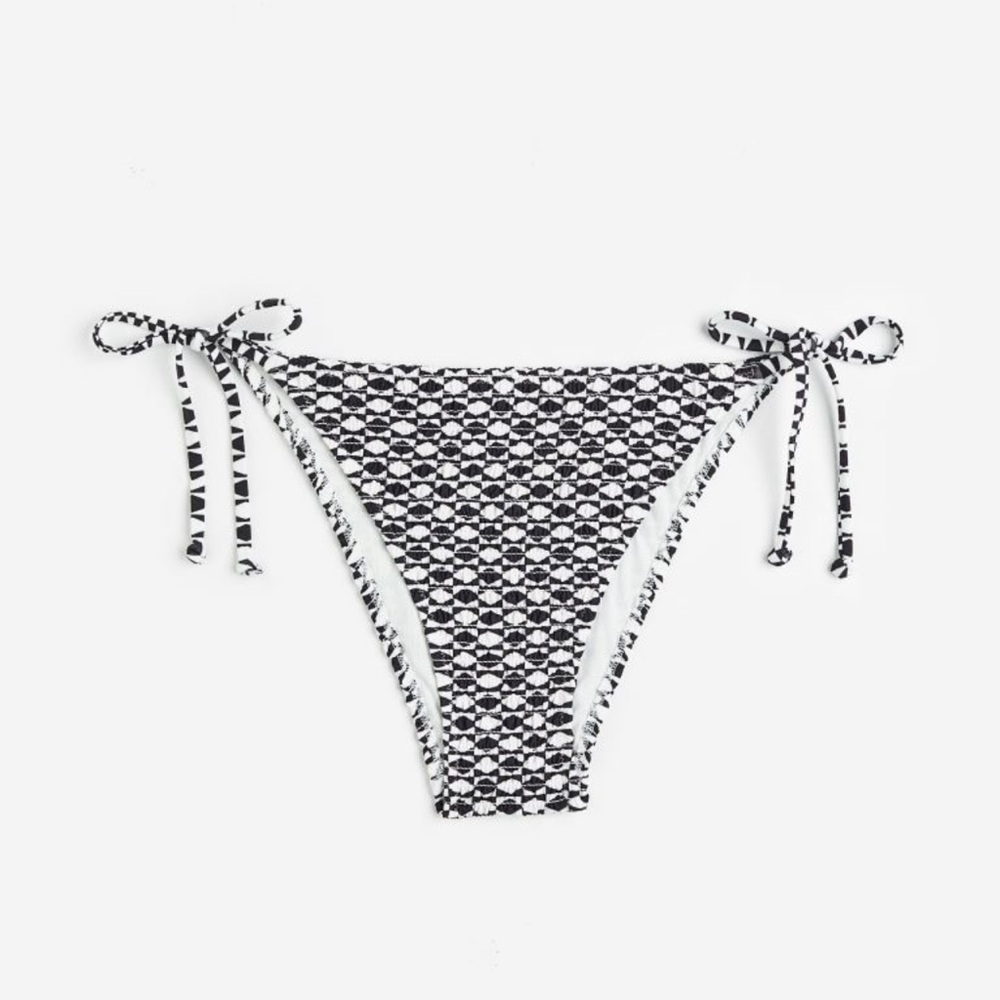 H&M Black/White Side Tie Bikini Bottoms 6